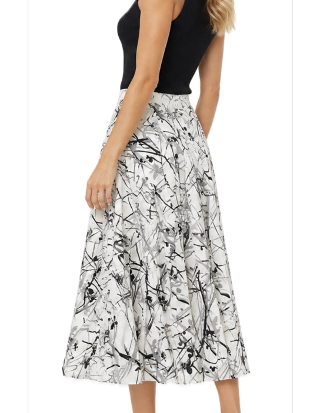 Express Black & White Abstract Print Maxi Skirt - Picture 2 of 6